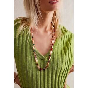 Free People Ariana Ost At The Market Necklace Pink NWT Belly Chain Shells Beach